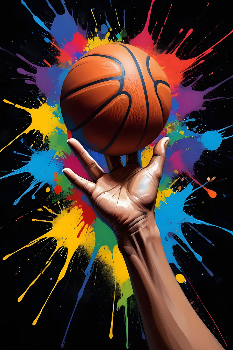 Ruka držiaca basketbalovú loptu