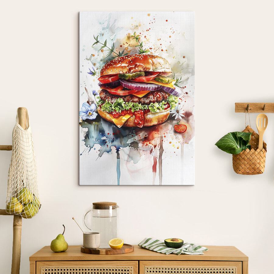 Obraz Akvarel hamburgeru