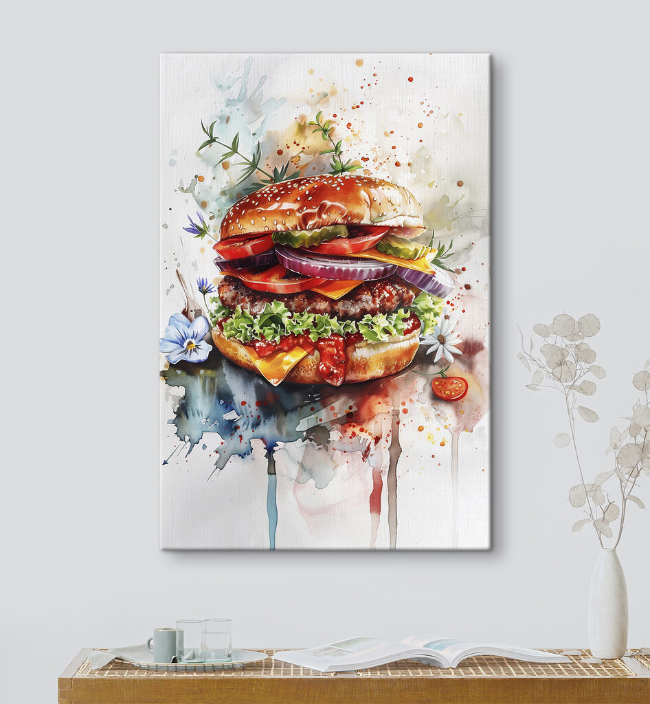 Watercolor of a burger