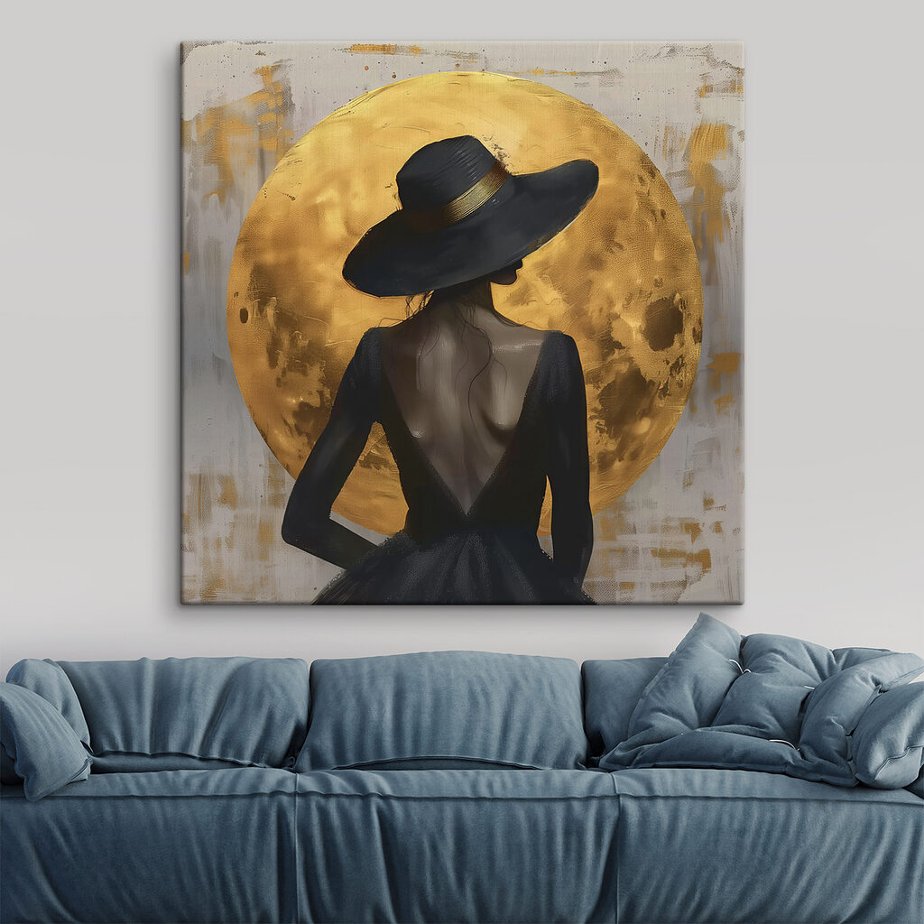 Woman in a black dress and hat Woman in a black dress and hat