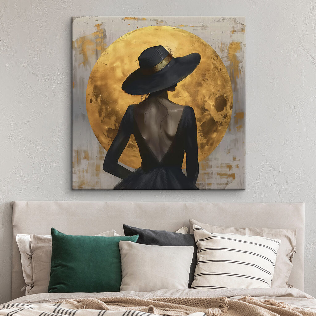 Woman in a black dress and hat Woman in a black dress and hat