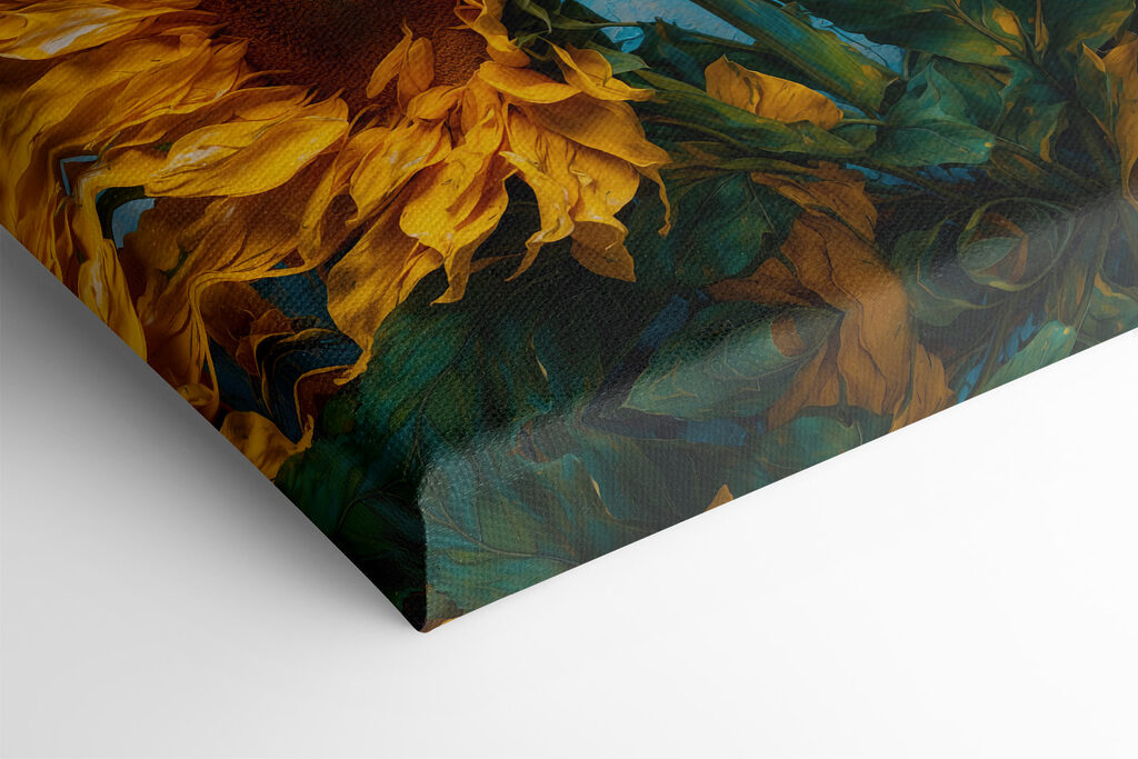 Sunflowers basking in bright blue
