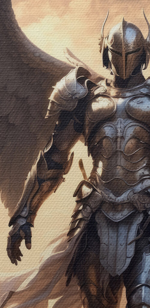 Person in armor with wings Person in armor with wings