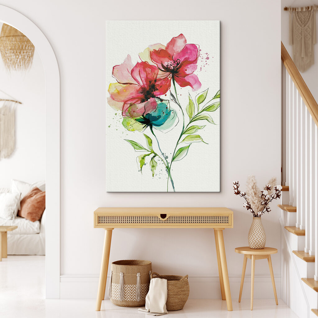 Painting of flowers and leaves