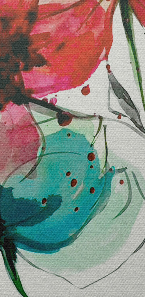 Painting of flowers and leaves