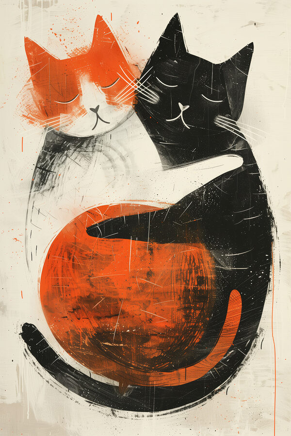 Two cats hugging each other Two cats hugging each other