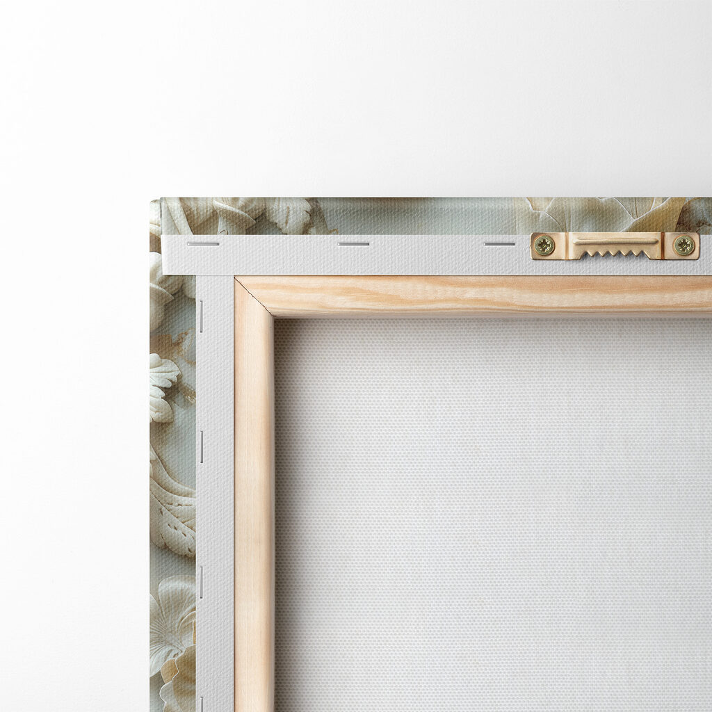 White flower carving on a marble surface