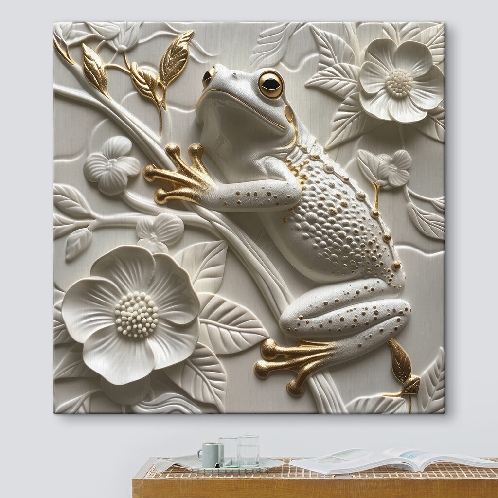 Decorative frog on floral design Decorative frog on floral design