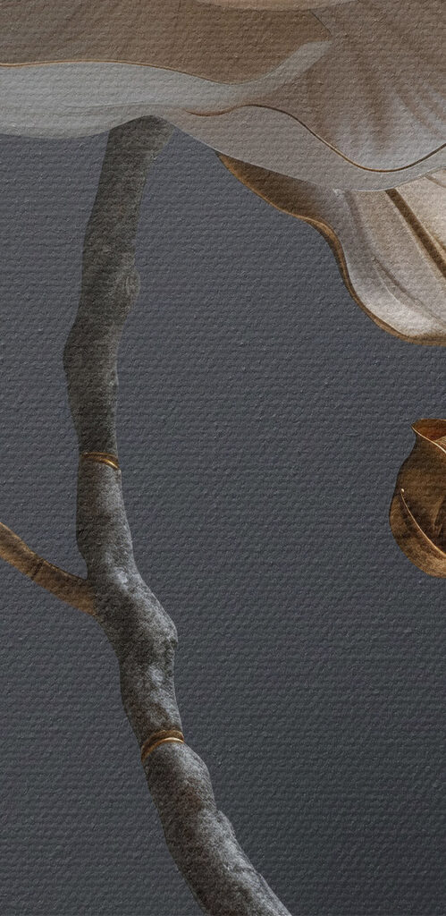 Elegant porcelain flower sculpture on display Elegant porcelain flower sculpture on display