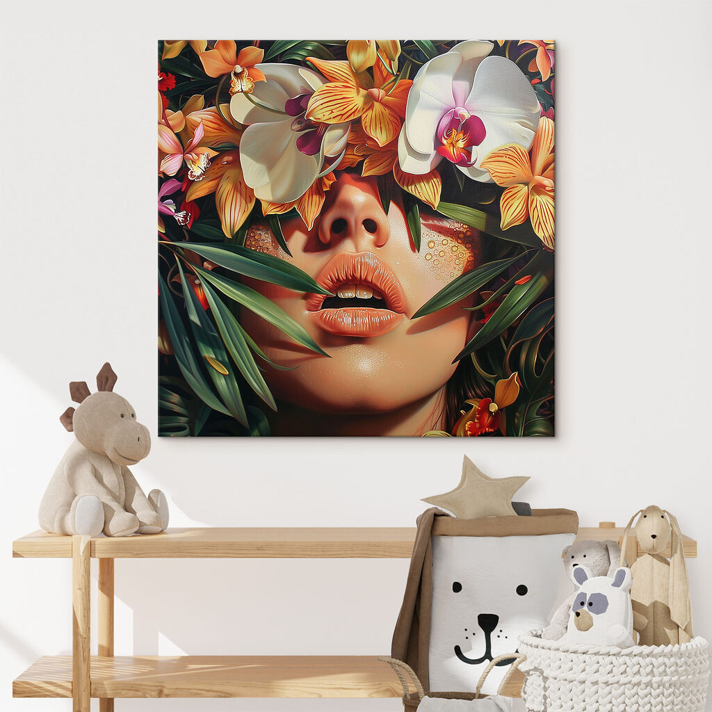 Woman with flowers on her head
