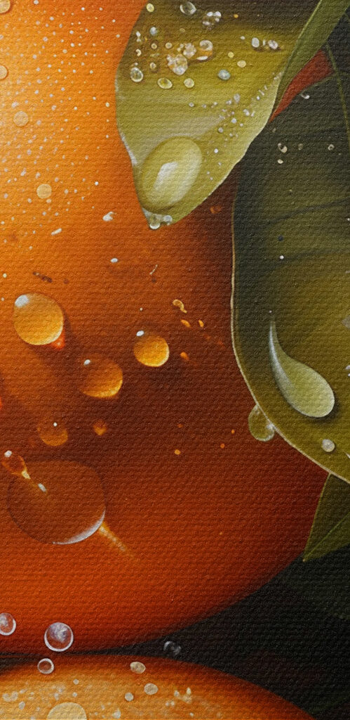 Group of oranges with leaves and slices of orange