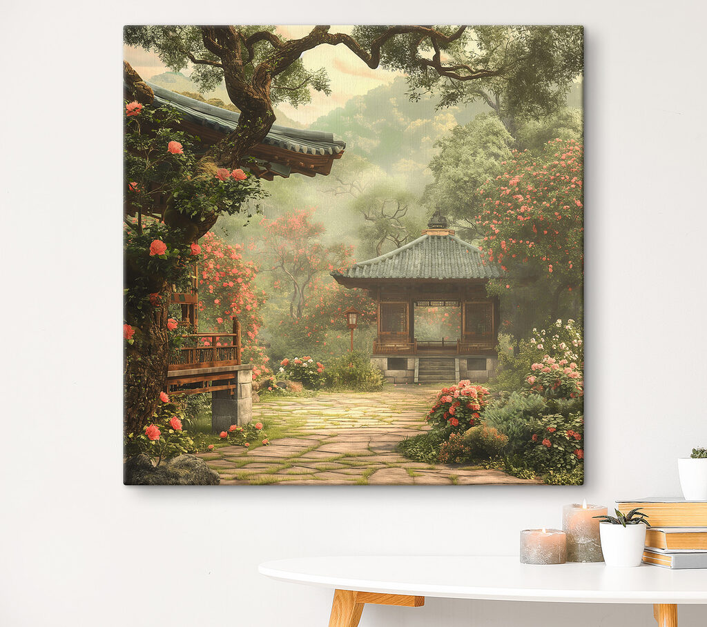 Garden with a gazebo and trees