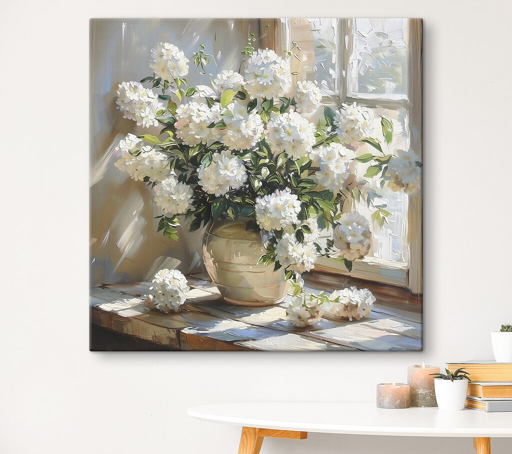 Vase of white flowers in front of a window Vase of white flowers in front of a window