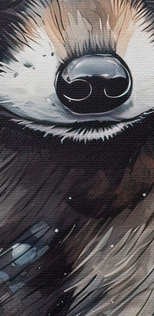 Raccoon with watercolor splashes