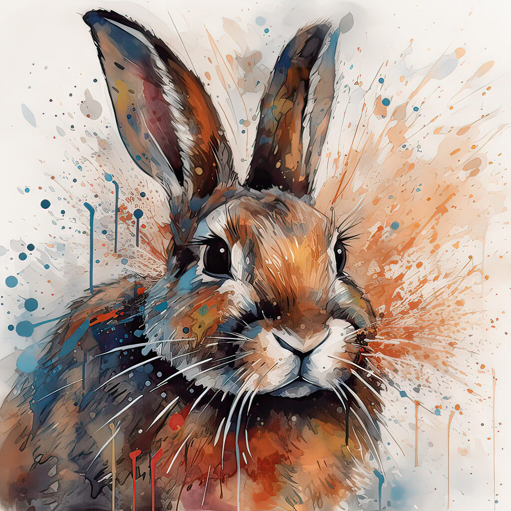 Rabbit with paint splashes Rabbit with paint splashes