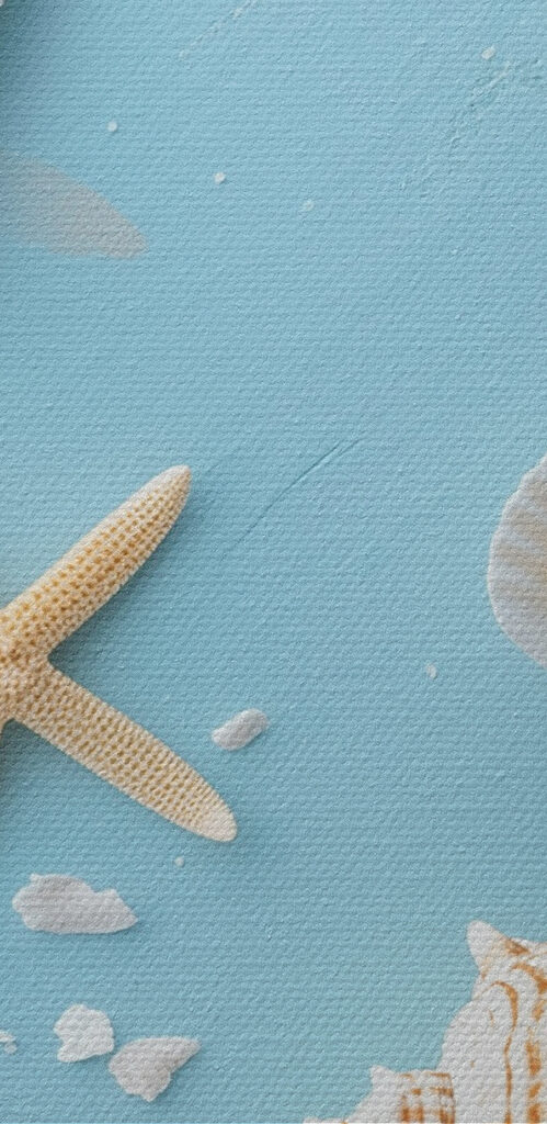 Group of seashells and starfish on sand