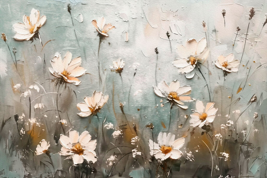 Painting of flowers on a wall