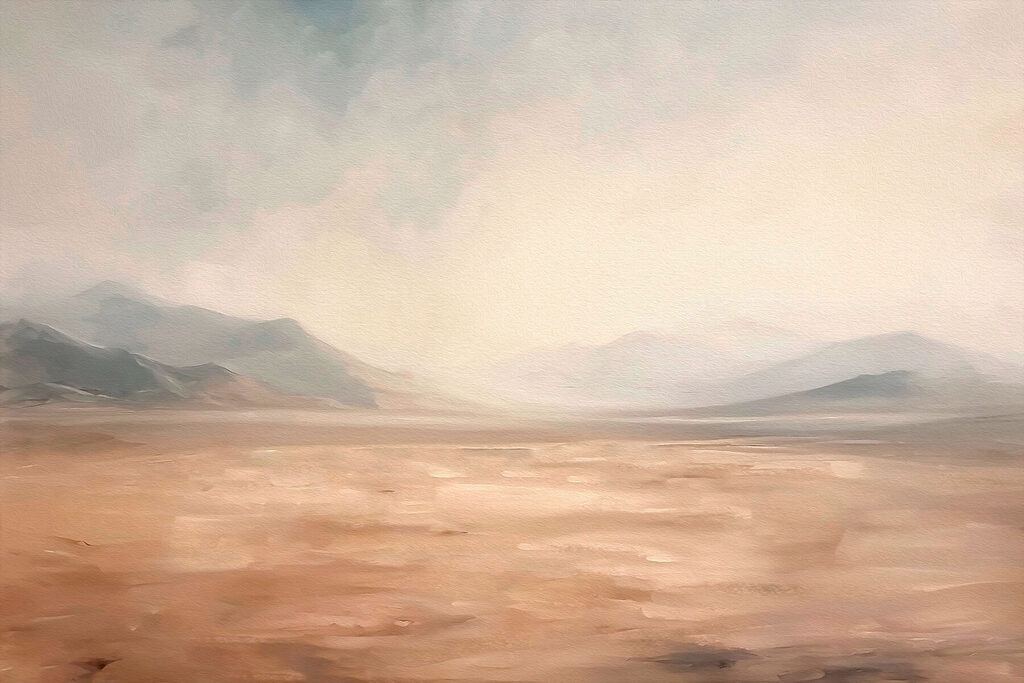 Landscape with mountains and fog