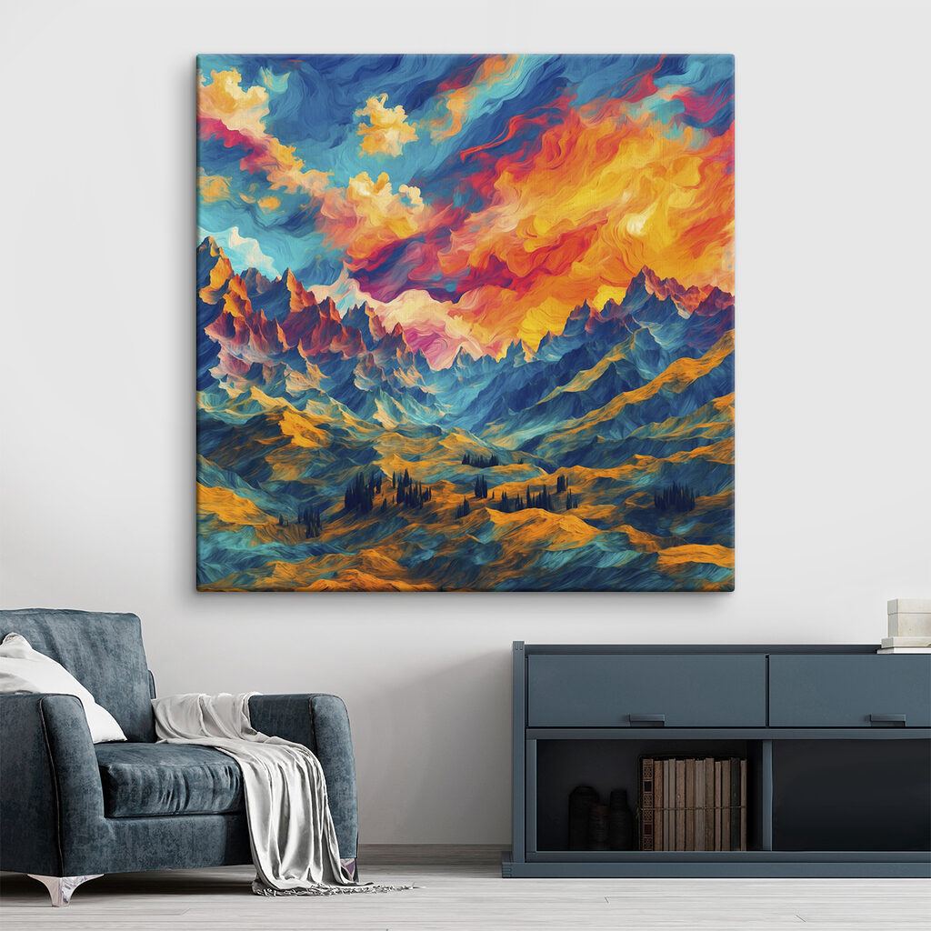 Colorful mountain landscape with clouds Colorful mountain landscape with clouds