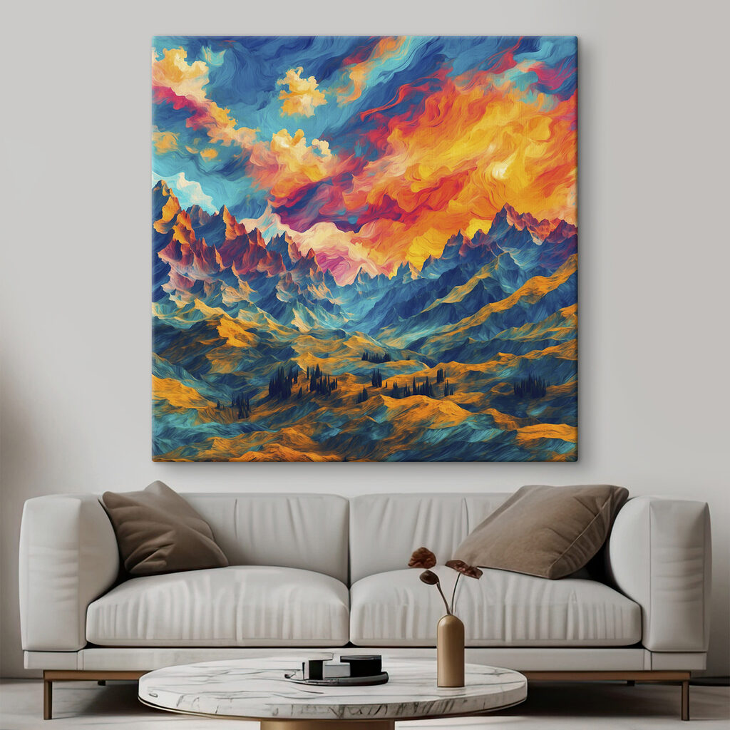Colorful mountain landscape with clouds Colorful mountain landscape with clouds