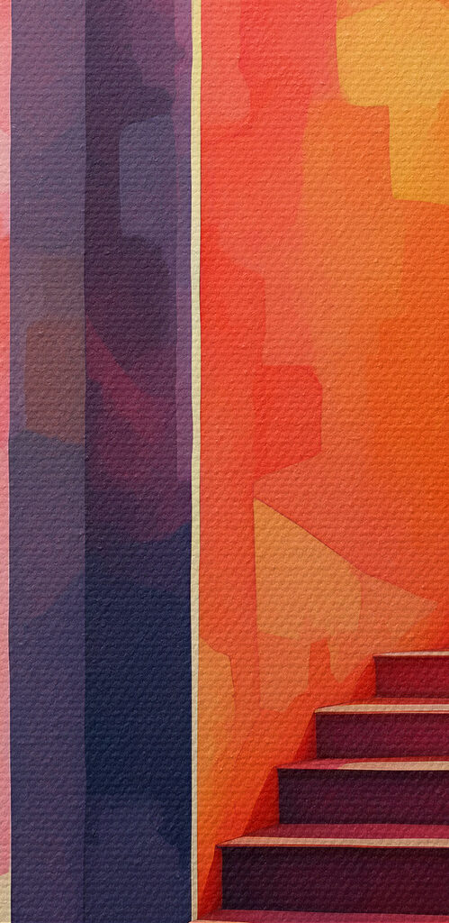 Colorful hallway with stairs Colorful hallway with stairs