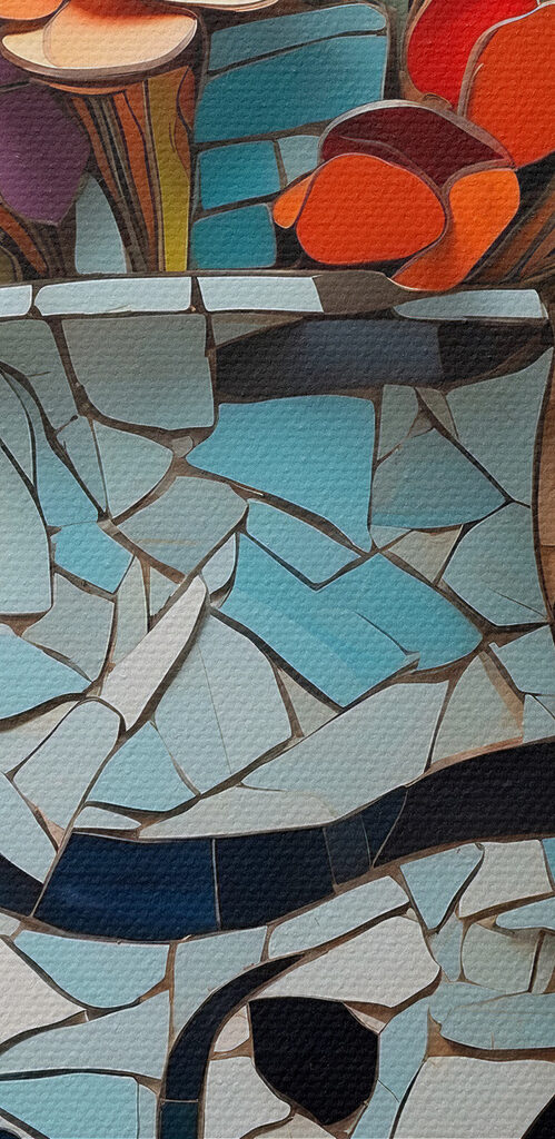 Mosaic of flowers in a vase