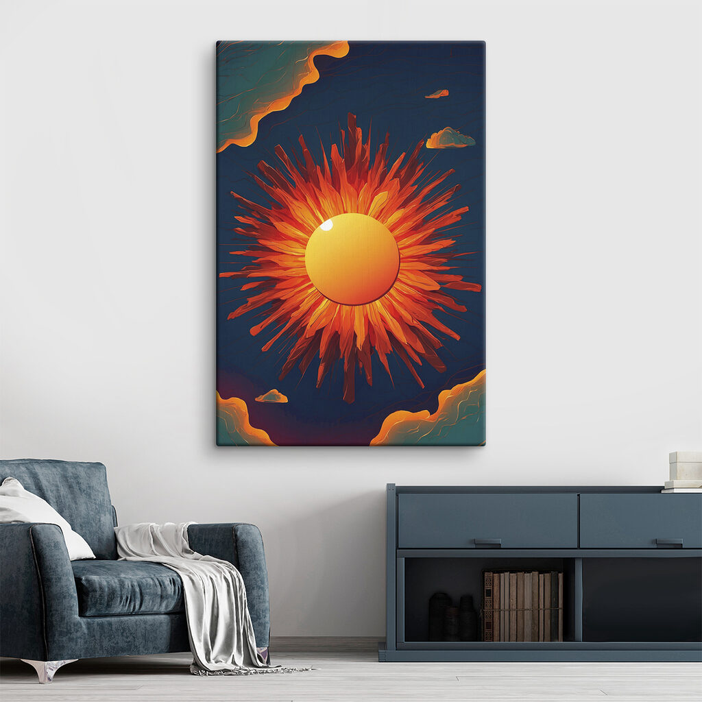 Sun with a bright sun in the sky
