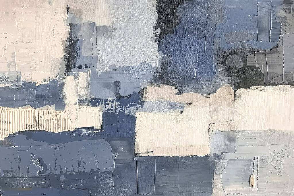 Painting of different shades of blue and white