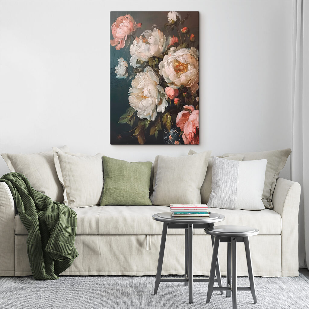 Painting of white and pink flowers Painting of white and pink flowers