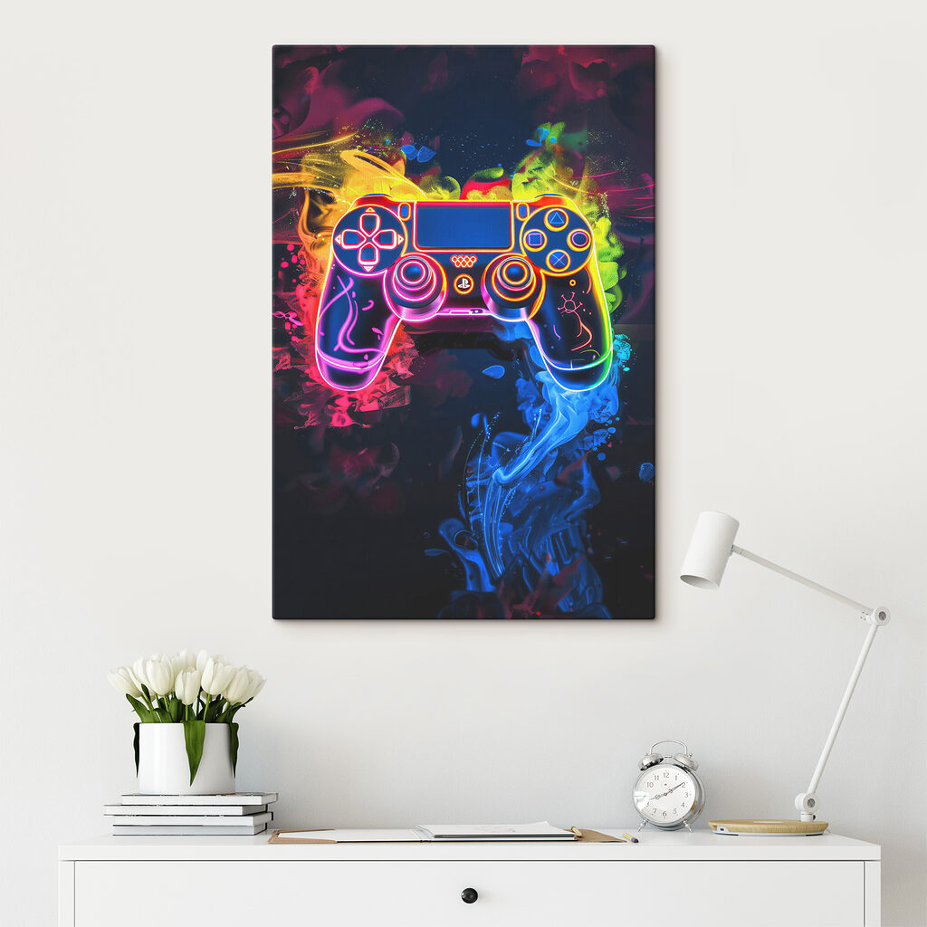 Video game controller with colorful smoke Video game controller with colorful smoke