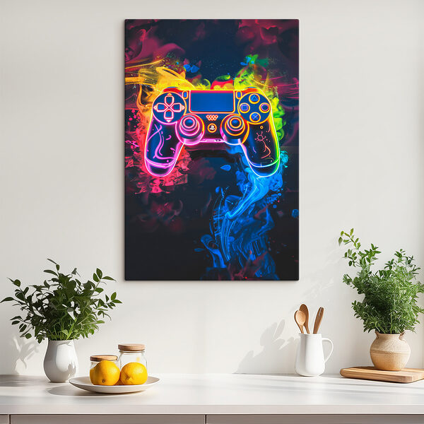 Video game controller with colorful smoke Video game controller with colorful smoke