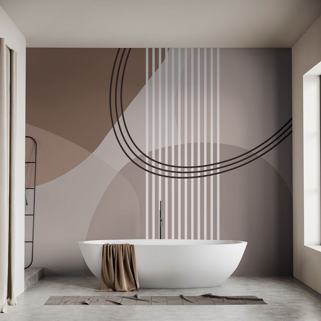 Brown and white background with lines and circles