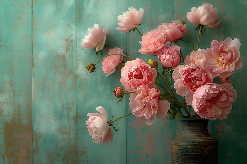 Vase of pink flowers