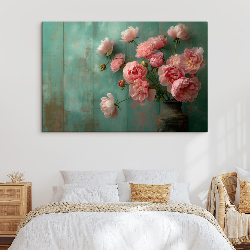 Vase of pink flowers