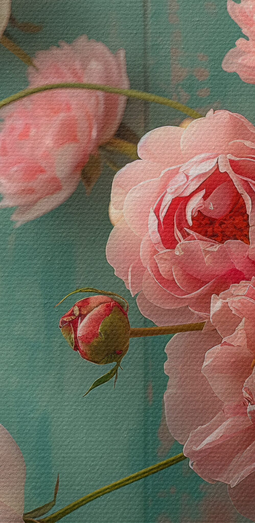 Vase of pink flowers