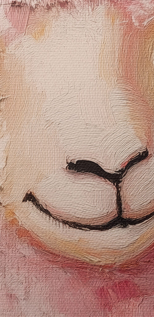 Painting of a pink sheep Painting of a pink sheep