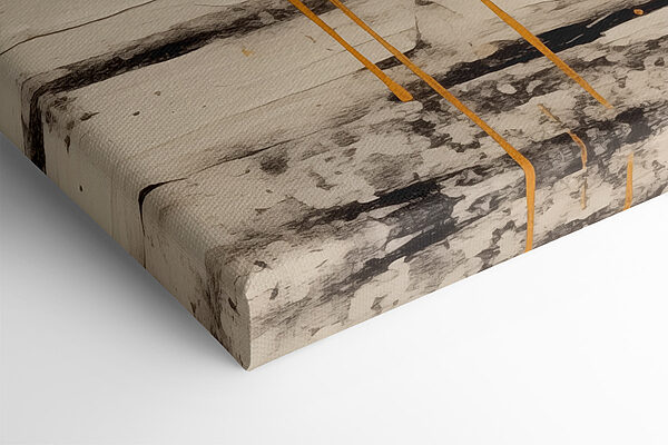 Black and orange paint on a yellow surface