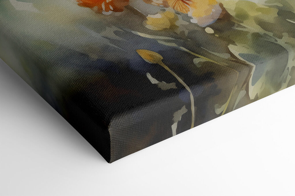 White dog with butterflies in a field of flowers