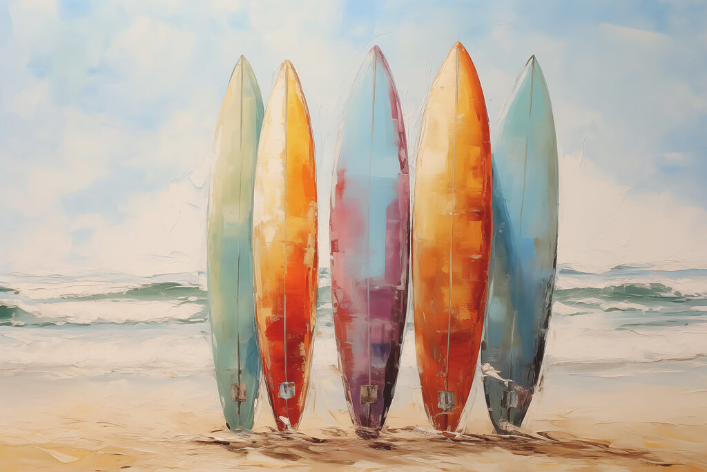 Group of surfboards on a beach Group of surfboards on a beach