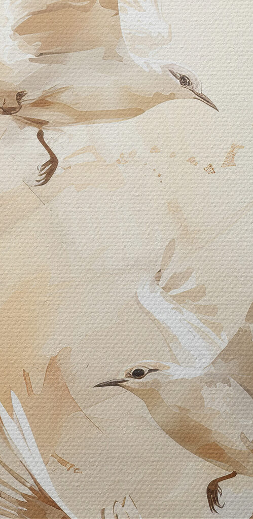 Group of white birds flying