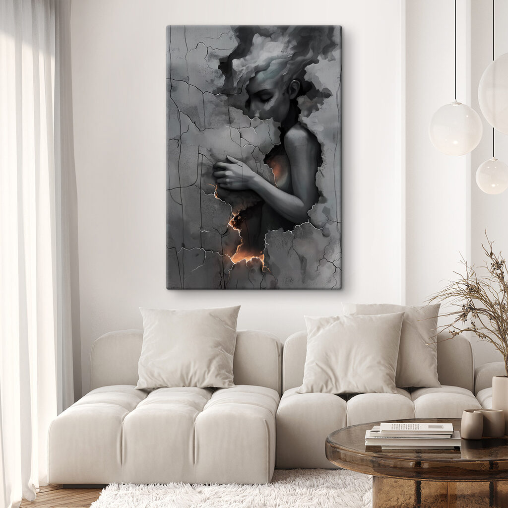 Woman with her face in a wall Woman with her face in a wall