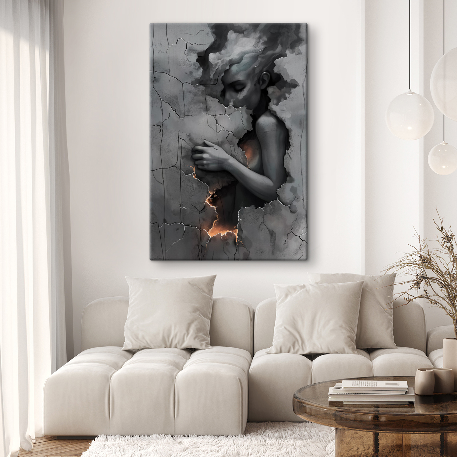 Woman with her face in a wall Woman with her face in a wall