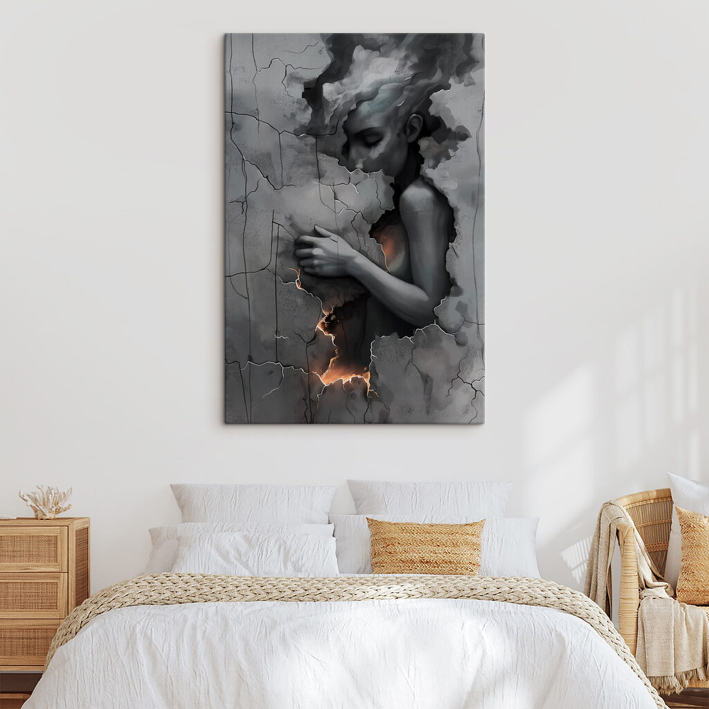 Woman with her face in a wall Woman with her face in a wall