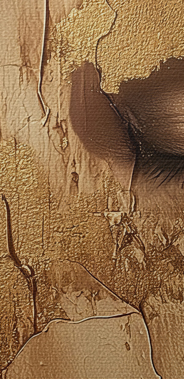 Cracked surface reveals serene face