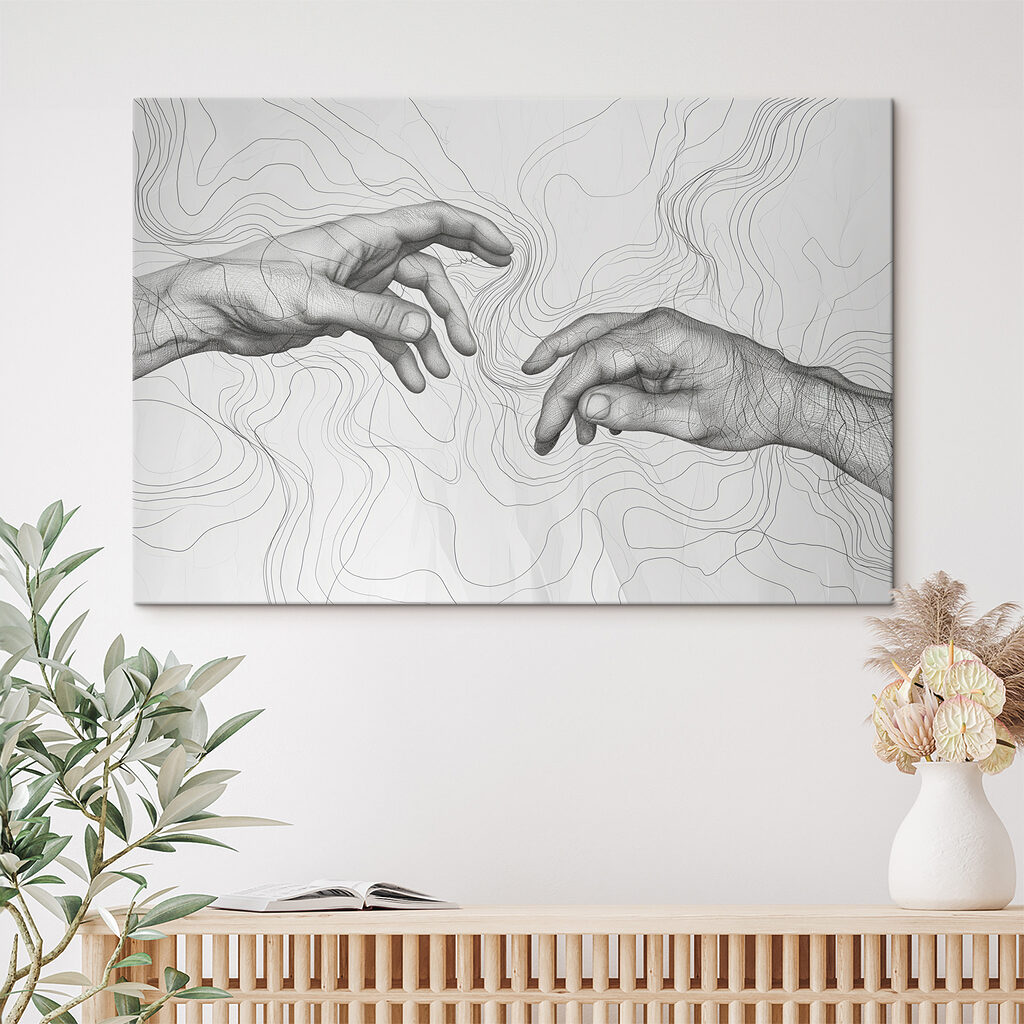 Drawing of hands touching each other