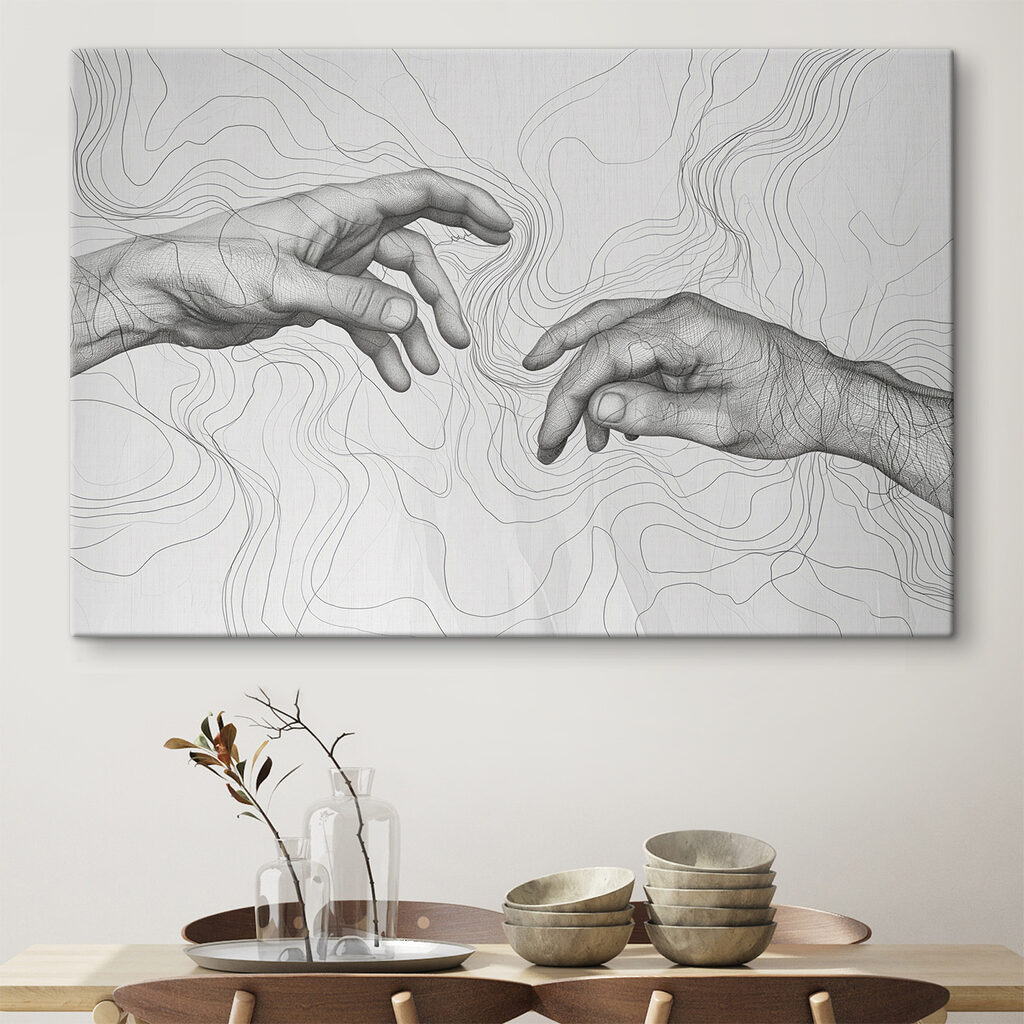 Drawing of hands touching each other