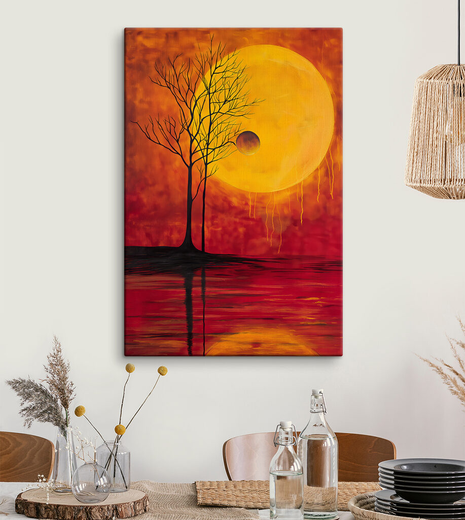 Tree and moon in the background Tree and moon in the background