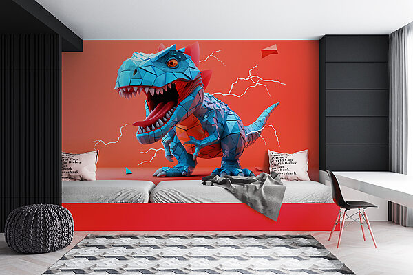 Modrý dinosaurus s vychádzajúcim bleskom Modrý dinosaurus s vychádzajúcim bleskom