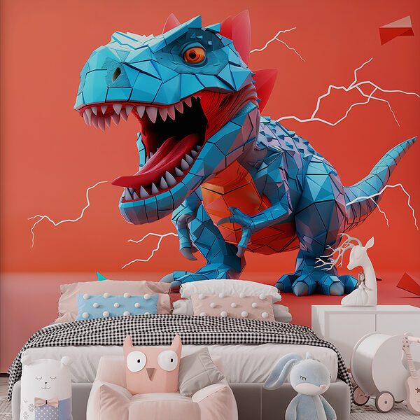 Modrý dinosaurus s vychádzajúcim bleskom Modrý dinosaurus s vychádzajúcim bleskom