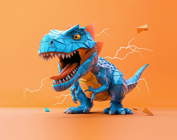 Modrý dinosaurus s vychádzajúcim bleskom Modrý dinosaurus s vychádzajúcim bleskom